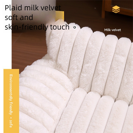 White  Plush Ribbed Pet Sofa Bed for Dogs and Cats - Thickened Milk Velvet Cushion, Large Comfy Dog Sofa(50*40*20cm).
