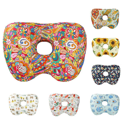 Rainbow Flower Hollow Ear Support Pillow – Adjustable Side Sleep Neck Cushion with PP Cotton Filling and Breathable Fabric.