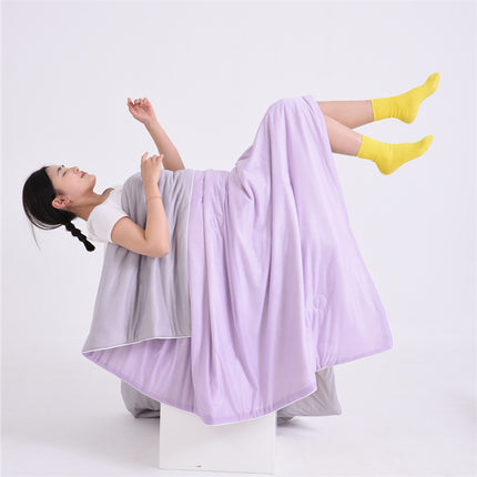 Purple and gray Cooling Summer Quilt with Ice Silk Fabric Lightweight Breathable Air Conditioner Blanket 180x220cm Soft Washable Comforter for Home Sleep Comfort.