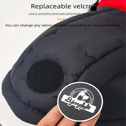 Red Thickened Winter Dog Coat with Reflective Strips – Waterproof, Windproof Pet Jacket for Small to Medium Dogs, Adjustable Fit with Detachable Leash Hook and Decorative Velcro Patch(Size: S).