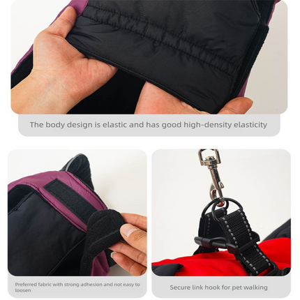 Green Thickened Winter Dog Coat with Reflective Strips – Waterproof, Windproof Pet Jacket for Small to Medium Dogs, Adjustable Fit with Detachable Leash Hook and Decorative Velcro Patch(Size: L).