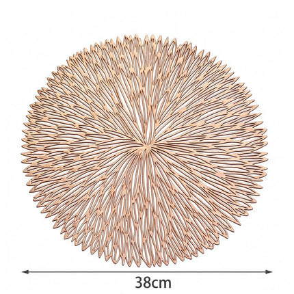 Silver Set of 3 Nordic-Style Round Table Mats – Heat-Resistant, Non-Slip PVC Placemats for Home Use, Creative Dish Pads, 38cm Diameter, Ideal for Dining Tables and Decor.