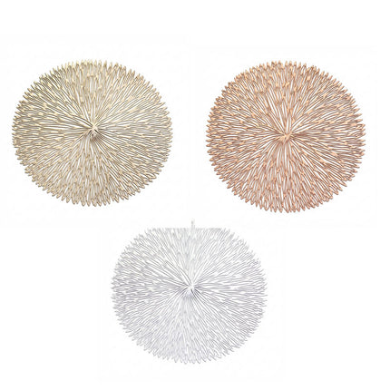 Set of 3 Nordic-Style Round Table Mats – Heat-Resistant, Non-Slip PVC Placemats for Home Use, Creative Dish Pads, 38cm Diameter, Ideal for Dining Tables and Decor.