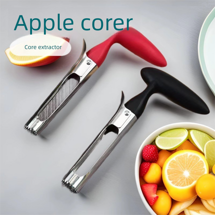 Black Set of 2 Stainless Steel Apple Corers – Heavy-Duty Fruit Core Remover Tool with Comfort Grip, Easy to Use & Clean, for Apples, Pears, and Similar Fruits.