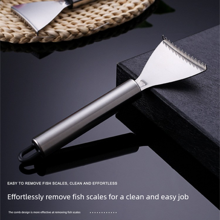 Set of 5 Stainless Steel Fish Scale Removers – Food-Grade Heavy-Duty Fish Scaler Tools with Comfort Grip & Hanging Loop, for Fine & Coarse Scales, Kitchen Essential.