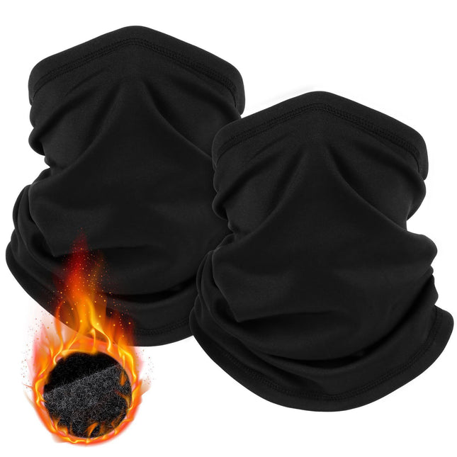 Black Multi-Functional Thermal Neck Gaiter – Windproof, Stretchable Face & Head Cover for Skiing, Cycling, Hiking and Outdoor Activities.