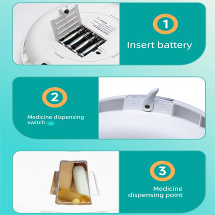 Automatic Rotating Pill Dispenser with Timer Alarm – Multi-Compartment Medication Organizer for Daily Health Management.