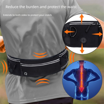Grey Shock-Absorbing Running & Dog Walking Belt – Integrated Waist Pack with Retractable Traction Rope and Ergonomic Support.