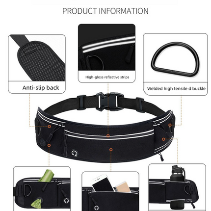 Grey Shock-Absorbing Running & Dog Walking Belt – Integrated Waist Pack with Retractable Traction Rope and Ergonomic Support.