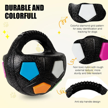 Colorful Dog Toy: Handheld Bouncing Ball with Sound – TPR Material, 13cm Diameter, Bite-Resistant & Floatable for Active Play.