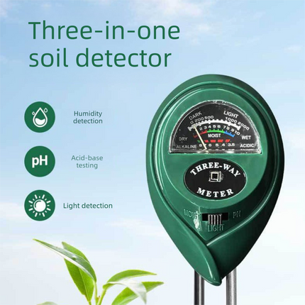 3-in-1 Soil Tester Meter for Moisture, pH and Light Intensity – Battery-Free Analog Probe for Gardening, Farming and Plant Care.