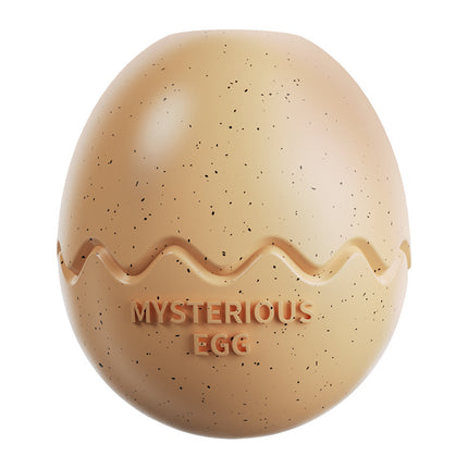 Light brown Mysterious Egg Slow-Feeder Treat Dispenser for Dogs – Food-Grade TPR Interactive Toy with 7 Internal Feeding Posts, Freezable and Dishwasher-Safe Design.