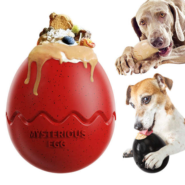 Yellow Mysterious Egg Slow-Feeder Treat Dispenser for Dogs – Food-Grade TPR Interactive Toy with 7 Internal Feeding Posts, Freezable and Dishwasher-Safe Design.