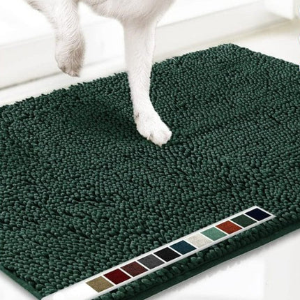 Dark green 50×80 cm Extra-Thick Chenille Floor Mat for Bathrooms and Pet Use – High-Density Absorbent, Non-Slip, Machine-Washable Rug for Dogs and Humans.