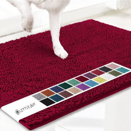 Deep red 50×80 cm Extra-Thick Chenille Floor Mat for Bathrooms and Pet Use – High-Density Absorbent, Non-Slip, Machine-Washable Rug for Dogs and Humans.