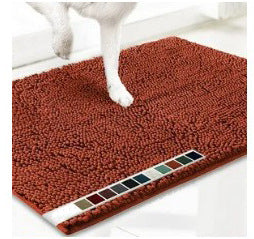 Orange-red 50×80 cm Extra-Thick Chenille Floor Mat for Bathrooms and Pet Use – High-Density Absorbent, Non-Slip, Machine-Washable Rug for Dogs and Humans.