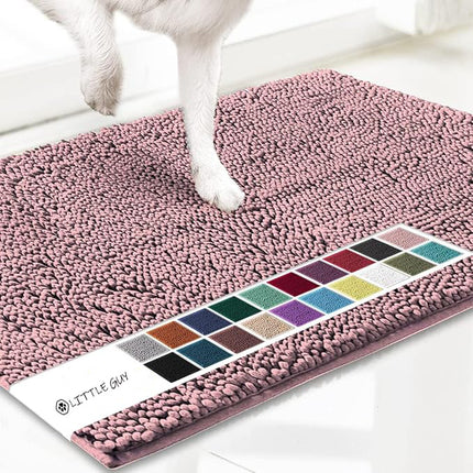 Pink 50×80 cm Extra-Thick Chenille Floor Mat for Bathrooms and Pet Use – High-Density Absorbent, Non-Slip, Machine-Washable Rug for Dogs and Humans.