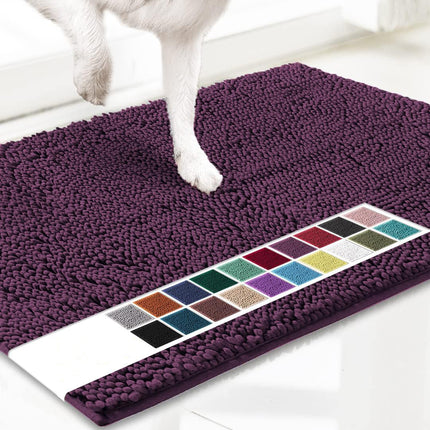 Purple 50×80 cm Extra-Thick Chenille Floor Mat for Bathrooms and Pet Use – High-Density Absorbent, Non-Slip, Machine-Washable Rug for Dogs and Humans.