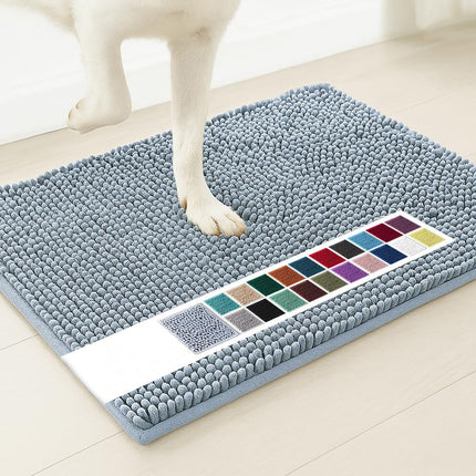 Sky blue 50×80 cm Extra-Thick Chenille Floor Mat for Bathrooms and Pet Use – High-Density Absorbent, Non-Slip, Machine-Washable Rug for Dogs and Humans.