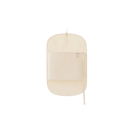Apricot color Foldable Hanging Compression Board for Wardrobe Organization – 90×58 cm Ultra-Thin Garment Organizer with Adjustable Side Straps and Top Buckle, Holds Up to 30 Thin Jackets.