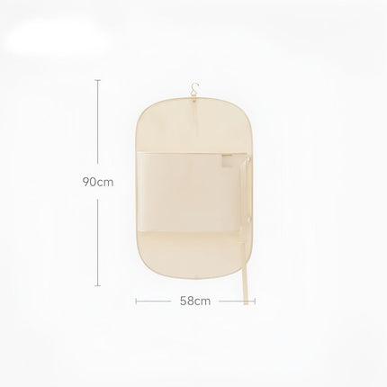 Apricot color Foldable Hanging Compression Board for Wardrobe Organization – 90×58 cm Ultra-Thin Garment Organizer with Adjustable Side Straps and Top Buckle, Holds Up to 30 Thin Jackets.