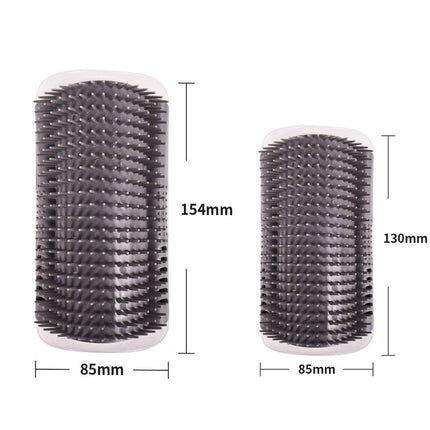 Grey Cat Corner Grooming Brush Set, 2-Piece Wall-Mounted Self-Groomer with Catnip, 288 & 314 Bristles, No-Shed Design for Scratching & Itch Relief, Large & Small Size Pet Grooming Tool.