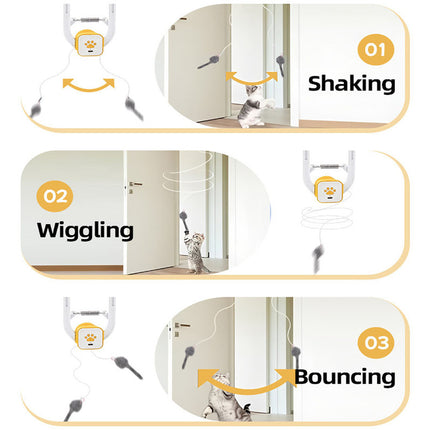 Electric Interactive Cat Teaser with Remote Control & Door Clip – Dual-Mode Swinging & Rotating Motion, Auto 15-Minute Play, Safe ABS Material, Includes 4 Tail Toys, for Cats & Small Pets.