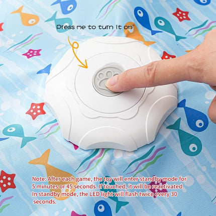 Automatic Cat Hunting Game Mat with 360° Teaser Wand, USB-C Rechargeable Interactive Pet Toy for Indoor Cats, Self-Entertainment Hide-and-Seek Play Mat, Durable Fabric & ABS Construction(Triangular fish design).