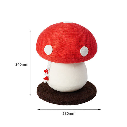 Red Mushroom Cat Tree with Sisal Scratching Post - Large Vertical Cat Climber, Durable Scratch-Resistant Design with Hanging Toys, Stylish Home Decor for Indoor Cats(340mm*280mm).