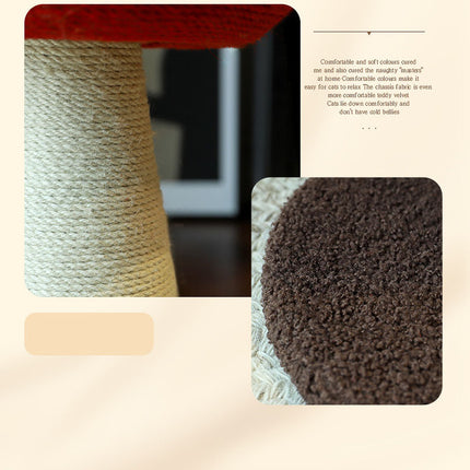 Red Mushroom Cat Tree with Sisal Scratching Post - Large Vertical Cat Climber, Durable Scratch-Resistant Design with Hanging Toys, Stylish Home Decor for Indoor Cats(340mm*280mm).