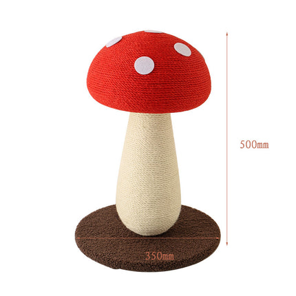 Red Mushroom Cat Tree with Sisal Scratching Post - Large Vertical Cat Climber, Durable Scratch-Resistant Design with Hanging Toys, Stylish Home Decor for Indoor Cats(500mm*350mm).