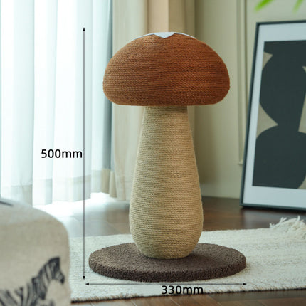 Brown Mushroom Cat Tree with Sisal Scratching Post - Large Vertical Cat Climber, Durable Scratch-Resistant Design with Hanging Toys, Stylish Home Decor for Indoor Cats(500mm*330mm).