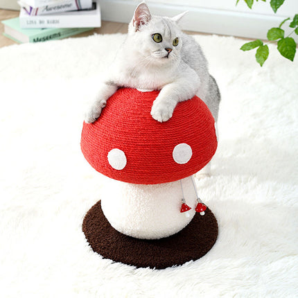 Brown Mushroom Cat Tree with Sisal Scratching Post - Large Vertical Cat Climber, Durable Scratch-Resistant Design with Hanging Toys, Stylish Home Decor for Indoor Cats(500mm*330mm).