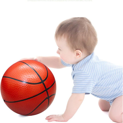 3-Pack 16cm Inflatable Sports Balls Set PVC Mini Soccer Basketball Rugby for Toddlers Kindergarten Outdoor Play Includes Hand Pump for Easy Inflation.