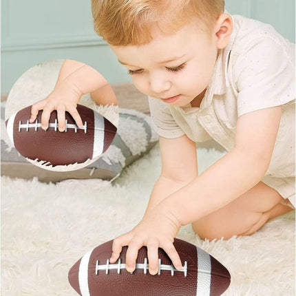3-Pack 16cm Inflatable Sports Balls Set PVC Mini Soccer Basketball Rugby for Toddlers Kindergarten Outdoor Play Includes Hand Pump for Easy Inflation.