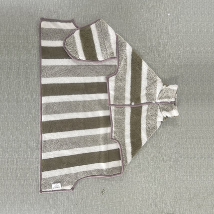 Brown Stripes Super Absorbent Pet Bathrobe with Waist Belt & Neck Snap - Full Coverage Quick-Drying Towel for Dogs & Cats (M Size).