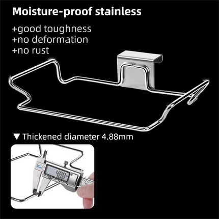 Large Stainless Steel Over-Cabinet Trash Bag Holder with Curved Ear Hook  - Heavy Duty Hanging Waste Bag Support for Home & Office.