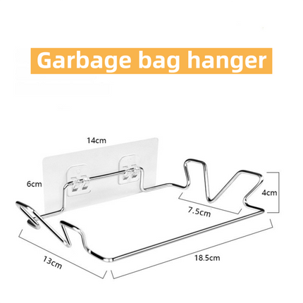 Stainless Steel Wall-Mounted Trash Bag Holder with Curved + V-Sharp Ear Hook  - Heavy Duty Waste Bag Support for Home & Office.