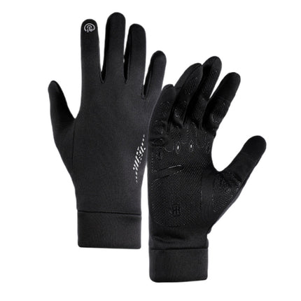 Black Windproof Thermal Sports Gloves with Touchscreen Fingertips & Anti-Slip Palm Grip for Running & Cycling (SD-01 Buckle / XL Size).