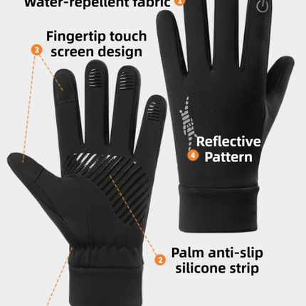 Grey Windproof Thermal Sports Gloves with Touchscreen Fingertips & Anti-Slip Palm Grip for Running & Cycling (SD-01 Wrist-Tighten / L Size).