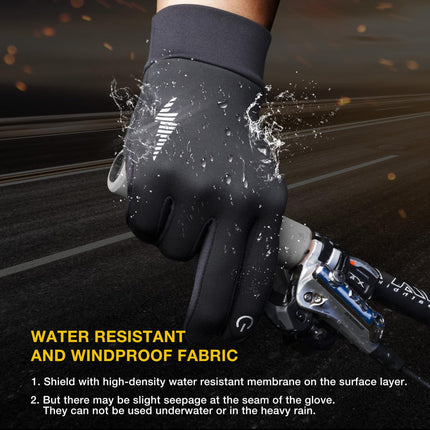 Grey Windproof Thermal Sports Gloves with Touchscreen Fingertips & Anti-Slip Palm Grip for Running & Cycling (SD-01 Wrist-Tighten / L Size).