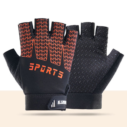 Black and Red Breathable Half-Finger Cycling Gloves for Kids - Non-Slip Silicone Grip, Ice Silk & Shock-Absorbing Sports Mitts (M Size).