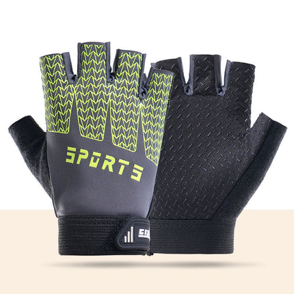 Black and Green Breathable Half-Finger Cycling Gloves for Kids - Non-Slip Silicone Grip, Ice Silk & Shock-Absorbing Sports Mitts (S Size).