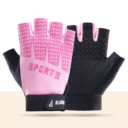 Black and Pink Breathable Half-Finger Cycling Gloves for Kids - Non-Slip Silicone Grip, Ice Silk & Shock-Absorbing Sports Mitts (S Size).