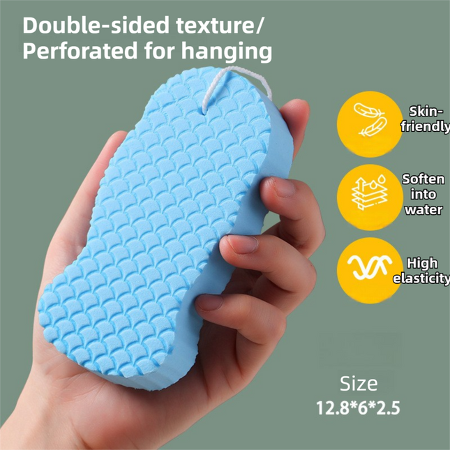 3PCS Blue Nordic Style 3D Fish Scale Exfoliating Sponge - High Elasticity Body Scrubber for Painless Deep Clean.