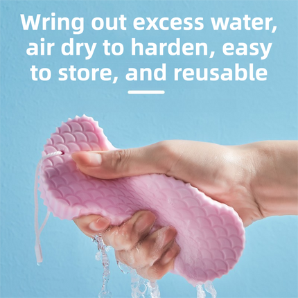 3PCS Blue Nordic Style 3D Fish Scale Exfoliating Sponge - High Elasticity Body Scrubber for Painless Deep Clean.