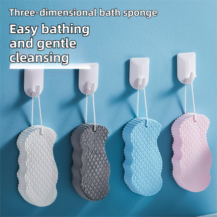 3PCS White Nordic Style 3D Fish Scale Exfoliating Sponge - High Elasticity Body Scrubber for Painless Deep Clean.