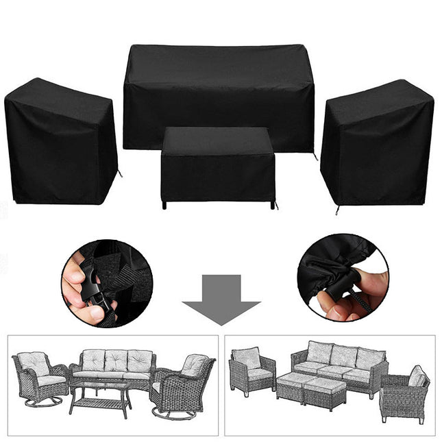 4PCS Large Outdoor Dustproof Furniture Cover Set with Zippered Bag (M Size) - Waterproof and UV-Resistant Garden Sofa, Desk & Chair Protectors