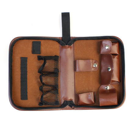 Brown Premium PU Leather Golf Accessory Organizer - Professional Golf Tool Kit Empty Pouch.