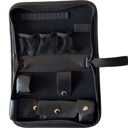Black Premium PU Leather Golf Accessory Organizer - Professional Golf Tool Kit Empty Pouch.